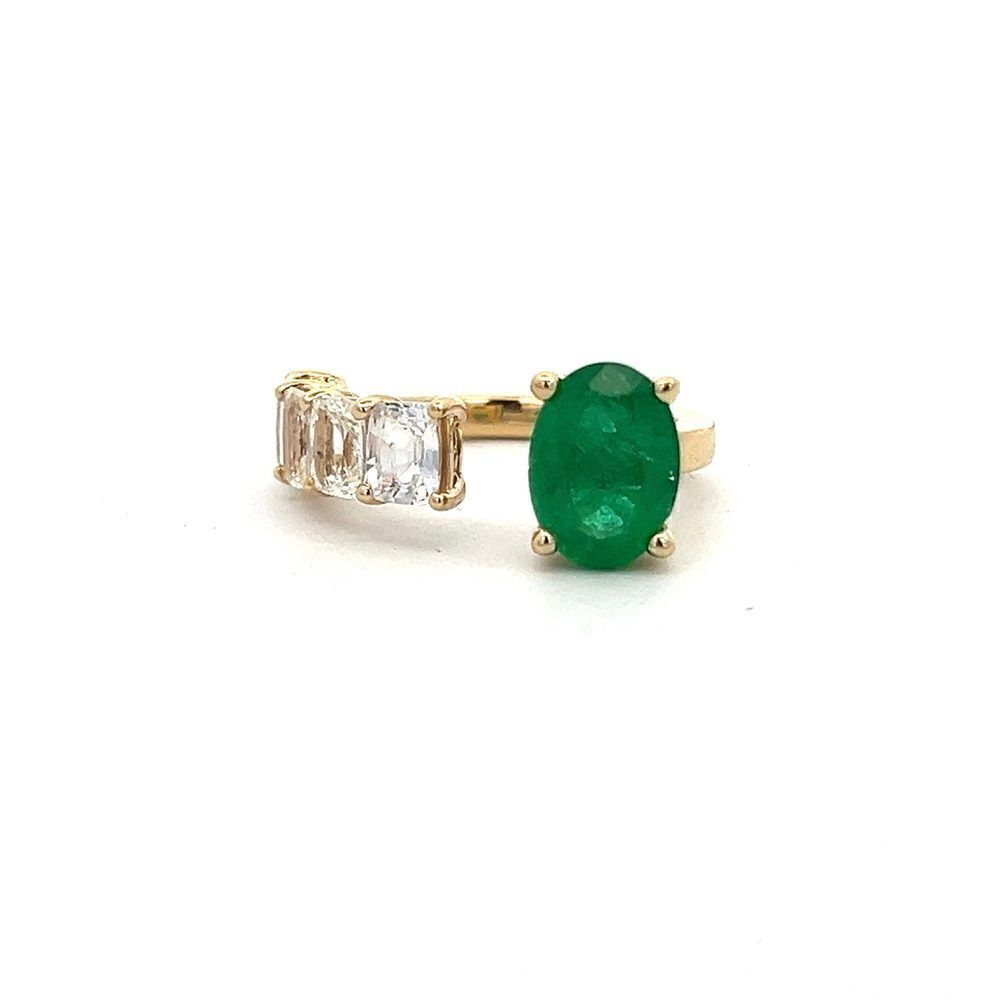 Emerald White Sapphire Ring 6.5 14k Gold 4.05 TCW Certified $4,950 310640